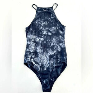 Me to We Blue/White Tie Dye High Neck Spaghetti Strap Body Suit Size Small‎